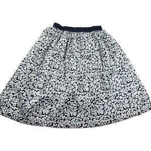 Girls Mini Skirt Metallic Silver Blue Floral Print Size Large Skater  JH1046